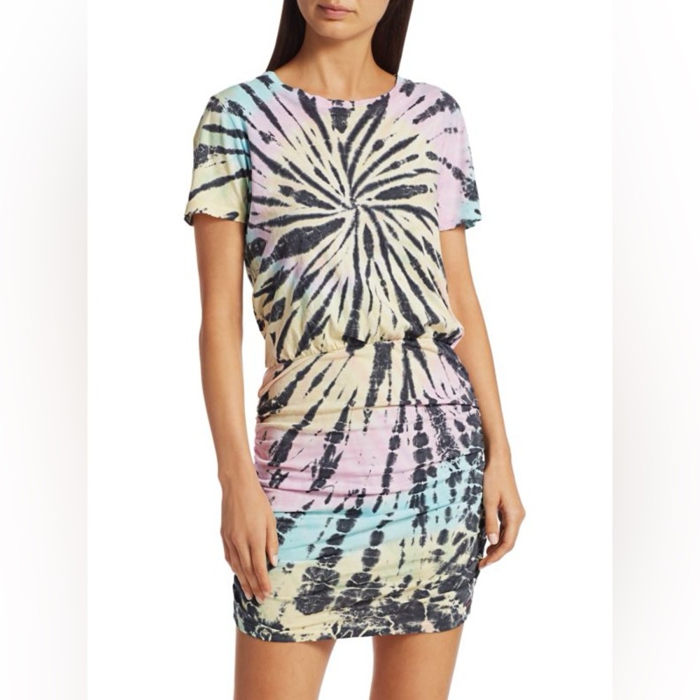 NWT N:Philanthropy Bangkok Tie Dye Ruched T-Shirt Dress Size L Large